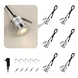 HHTUN 203 LED Underground Lamp, 1W, DC12-24V, IP67, Low-Voltage Recessed Type, Stainless Steel 304 Cover, Suitable for Outdoor Grounds, Decks, Squares, Parks, Courtyards (3000K, 6P-A)