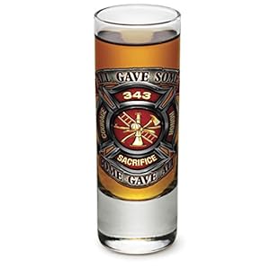 FireFighter Fire Deptment -Honor Courage Sacrifice 343 Badge -Shot Glass Shooter Heavy Base Tall 2 Ounce – Set of 96 – Mini Small Glass – For Liquor – Whiskey, Tequila, Vodka, Spirtis, Beverages