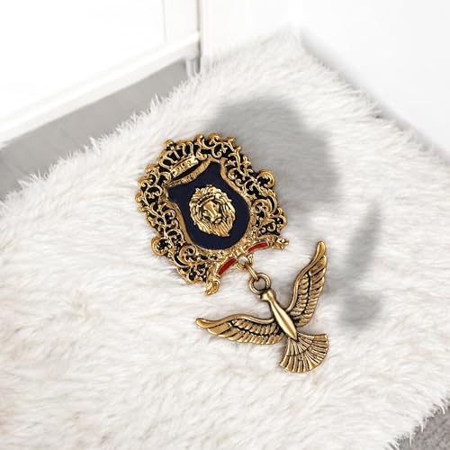 Mahi Lion Face Design & Bird Shaped Meenakari Work Wedding Brooch for Men (BP1101184G)
