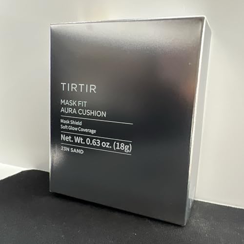 TIRTIR Mask Fit Aura Silver Cushion Foundation | Semi-glow Finish, Natural Coverage, Moisturizing, Lightweight, Korean cushion foundation (#23N Sand, Full Size, 0.63 Fl Oz)