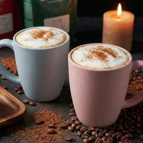 Image of Mahaware Ecohome Coffee Mug Set of 2, 300 ml, Biocomposite Rice Husk & Bamboo Fibre, Microwave Safe Matte Finish Coffee Cups, Hot & Cold Beverages, Rakhi Gift for Brother & Sister, Rakshabandhan Gift