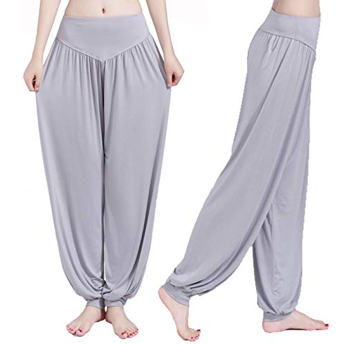 MOZUN Pantalon sarouel pour femme, lisse, respirant, doux et confortable, ne rétrécit pas et antistatique - Gris - 36-41 Cover