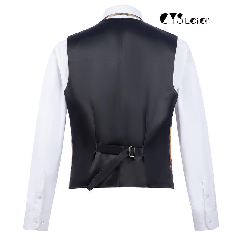 Mens 5 Button Vests Outerwear Camouflage Color (Vest+Bowtie)2