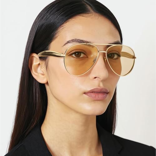 FIMILU Aviator Sunglasses for Women, Trendy Designer Shades Metal Frame Oversized Sun Glasses with UV400 Protection (2 Pack)2