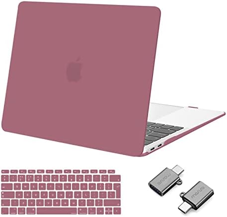 MOSISO Compatible with MacBook Air 13 inch Case 2022 2021 2020 2019 2018 M1 A2337 A2179 A1932 Retina Display with Touch ID, Plastic Hard Shell Case&Keyboard Cover&Type C Adapter 2 Pack, Crystal Clear