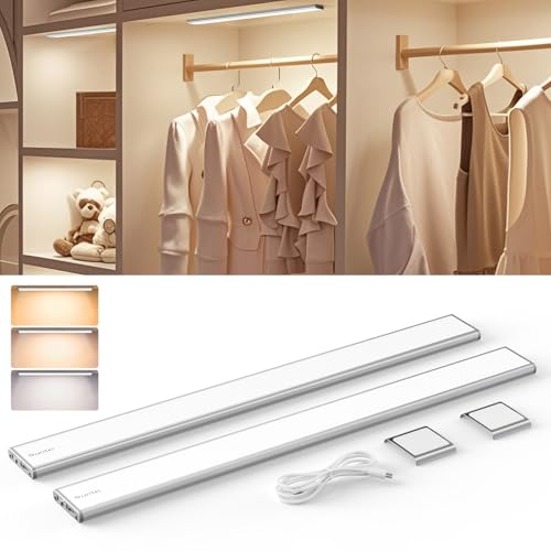 Reviews de Closet Precios , tabla con los diez mejores. 45 Quntis 234 LEDs Luz con Sensor de Movimiento, 50cm Pantalla Completa Luces para Debajo del Clóset Inalámbricas, 3000 mAh Recargables Luz Armario, Brillo Ajustable, 3 Modos, 3...