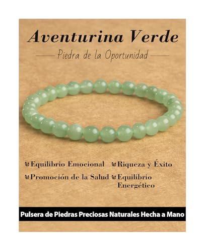 Landorilo Pulseras de Piedras Naturales de 6 mm, Pulsera Elástica con Cuentas para Hombre y Mujer, Pulsera Amistad, Joya de Regalo con Cuentas de Repuesto(Aventurina Verde)