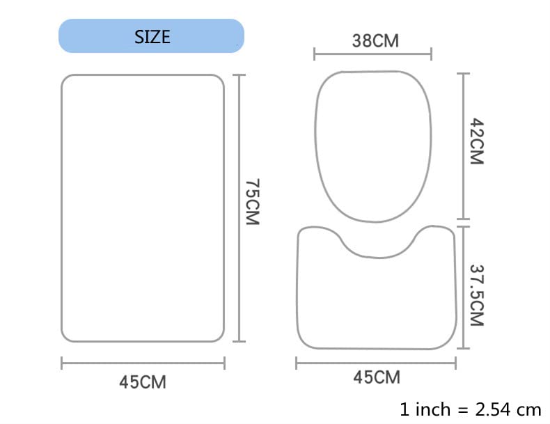 Badematte Set Bedruckter Badezimmerteppich 3-teiliges Toilettenmatten-Set Anti-Rutsch-Badteppich Toilettendeckelbezüge Saugfähige Duschmatte Fußpolster Bathroom mat Set – Bild 4