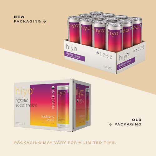 Image of Hiyo Organic Social Tonic - Blackberry Lemon, 12 Pack - N.A. Functional Seltzer, Sparkling Water Crafted with Organic Adaptogens, Nootropics & Botanicals