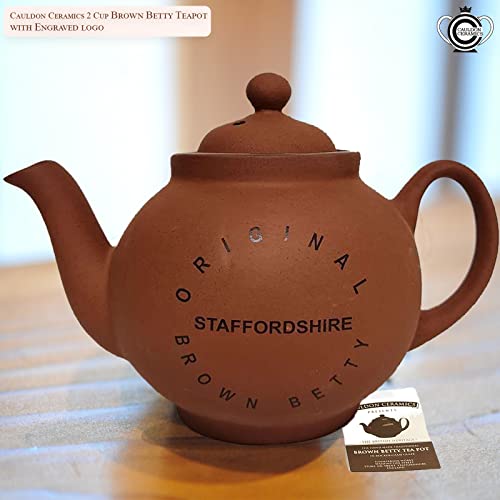 Cauldon Ceramics Classic Brown Betty Teapot | Traditional Handmade 2 Cup Brown Betty Teapot With Engraved Logo | Made With Staffordshire Red Clay | Authentic, Made In England Teapot | 20 Fl Oz #TOP6