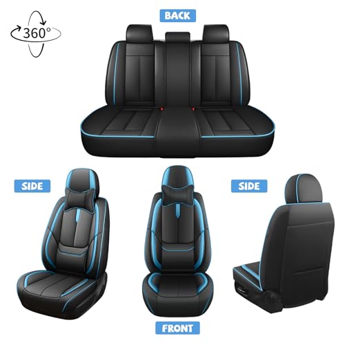 Image of Seat Covers for Chevy Silverado 1500 2007-2026 (Black&Blue,Luxury Full Set)