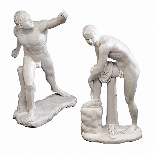 Design Toscano WU972383 The Classic Greek Sculptures Le Gladiator Borghese and Hermes with Sandal Se