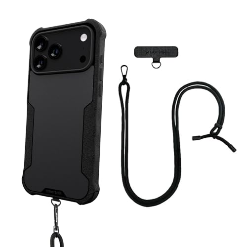 Image of Smartish iPhone 17 Pro Max MagSafe Case + Crossbody Lanyard Strap - Magnetic Protective Case - Heavy Duty Armor Cover + Detachable Shoulder Neck Strap for Apple iPhone 17 Pro Max - Black Tie Affair