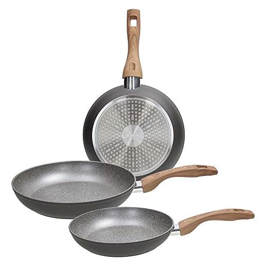 Tognana Great Stone, Set 3 Padelle 20/24/28 cm, Alluminio, Grigio