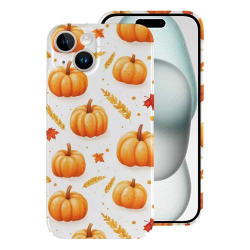TZTTZT Funda delgada compatible con iPhone 15, diseño de calabaza, arce y trigo, compatible con iPhone 15, protección a prueba de golpes, resiste arañazos