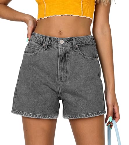 Image of onlypuff Women Denim Shorts Ripped Mid Waisted Jean Shorts with Pockets