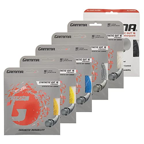 Gamma Synthetic Gut w WearGuard 17g White Tennis Racquet String (8 Sets)