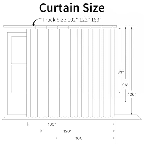 Image of Ceiling Mount Room Divider Curtains,Track Sets for Room Separation,Beige | Ceiling mount track set included,Blackout curtains thermal insulated & noise reduction fabric,For bedroom room partition