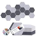 Mollywell Hexagon Acoustic Panels 14x12 - Reduce Echo & Reverb, Noise Blocking Wall Tiles for Studio & Home Office, Moon & Silver Gray Sound Absorbing Panels