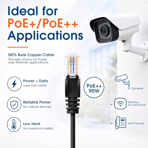 Image of Intellinet Cat6 Slim UTP Ethernet Patch Cable 10-Pack, 3 ft, Black | 10G 250 MHz pure copper thin cord with 30 AWG stranded wire, gold contacts, snag-free boot, PoE and rack use, resealable bag