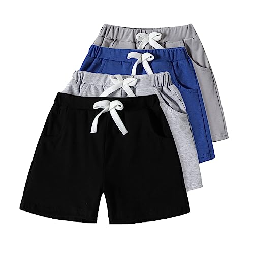 Sweat Shorts for Toddler Boys Elastic Waist Sports Pants with Drawstring Little Boys Summer Casual Solid Beach Shorts