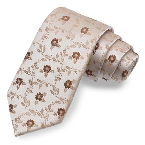 Image of Floral Ties for Men Satin Mens Tie Flower Printed Neck Tie Wedding Party Business