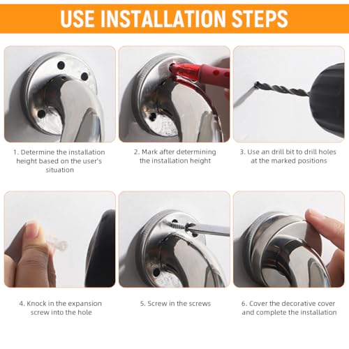 Image of HANNEA Stainless Steel Grab Bar for Senior Citizens Bathroom Wall Mount | Steady Bathroom Support, Anti-Slip Grip, Screw Fixing, Stainless Steel, Bathroom Fittings Included