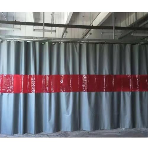 Welding Screens with Straight Track, Industrial Divider Fireproof Curtain Flame Retardant - Silicone Coated Blanket, Red Viewing Window Panel - Home & Workshop(3.5x3m)