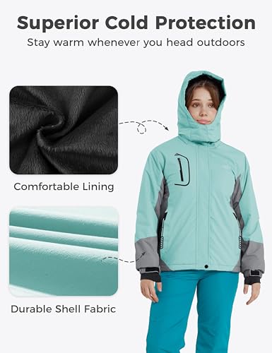wantdo Casaco de inverno impermeável para meninas, de lã, com capuz, capa de chuva quente, Verde men