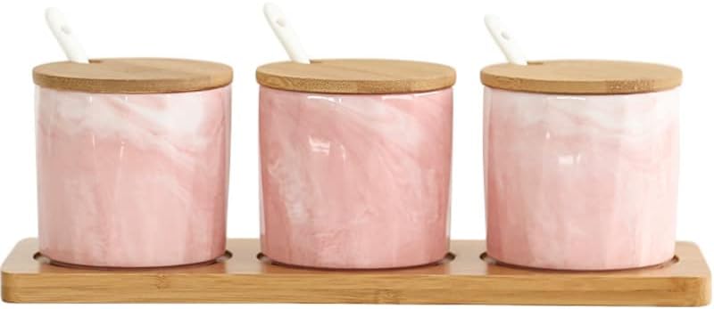 Vista 9 de Salt Cellar with Lid, Ceramic Salt And Pepper Containers with Lid - Salt Cellar with Lid and Spoon For Home and Kitchen - Sugar, Pepper, Spice