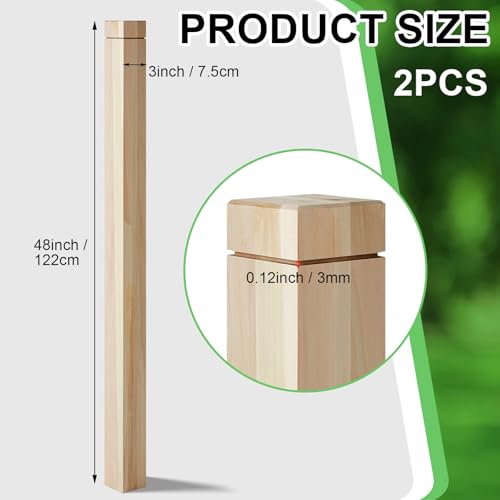 Image of CroBlissful 2 Pcs 3 inch x 3 inch x 48 inch Solid Poplar Stair Newel Post with a Single Groove Notched Newel Wood Balusters for Staircase Interior Railing Newels for Stair Handrails