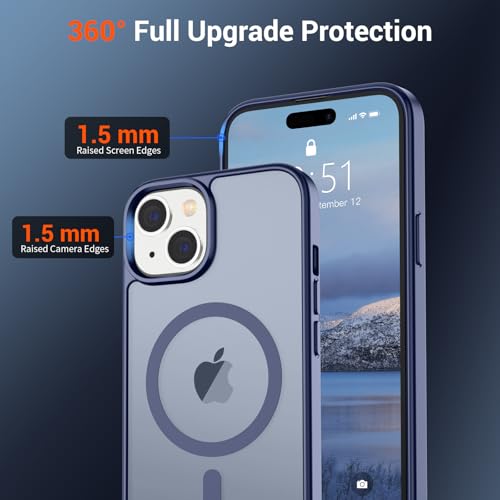 Image of SUPFINE Magnetic for iPhone 15 Case (Compatible with MagSafe) (Military Grade Drop Protection) Slim Translucent Matte Shockproof with Anti-Fingerprint Phone Case, Lavender Gray