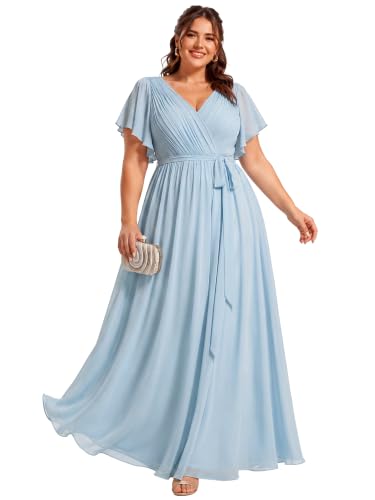 Image of Ever-Pretty Plus Women's Chiffon Maxi Plus Size Formal Bridesmaid Dresses