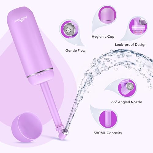 Image of Easy@Home Portable Travel Bidet: Peri Bottle for Postpartum Essentials - Handheld Sprayer Kit for Perineal Care & Personal Hygiene | 380ml (12.8oz) | Women & Men | EPB-01 Pink