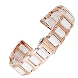 SKPVPOKOYL Bracciale in ceramica in cinturino in acciaio inossidabile 12 13 14 15 16 17 18 20 22mm cinturino for orologio donna uomo moda cinturino for orologi da polso(Rose gold,15mm)