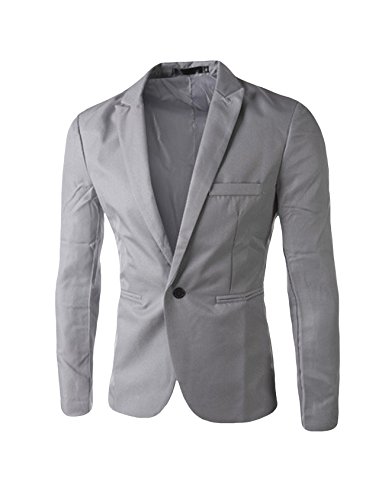 Bestgift Blazer masculino de cor lisa com um botão, Cinza, US XXL(Asia XXXL)