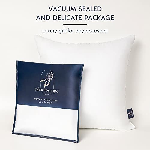 Phantoscope PH-C1-IN20 20X20 Pillow Insert - Throw Pillow Insert With 100% Cotton Cover - 20 Inch Square Form Microfiber Pillow Sham Stuffer thumb #5