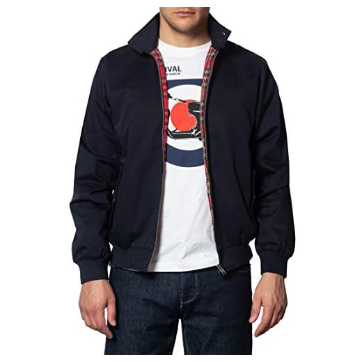 Merc of London Harrington Chaqueta, Azul (Navy), Large para Hombre