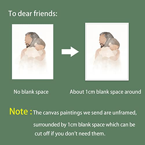 Oaopic Watercolor Christian Jesus Holding A Child Canvas Wall Art Abstract Jesus Portrait Poster Christ Spiritual Painting Boho Minimalist Religious Picture Wall Decor For Bedroom 12X16In Unframed #TOP2