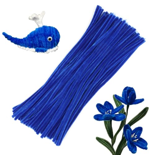 LOMIMOS 100Pcs Blue Pipe Cleaners Craft Pipe Cleaners Chenille Stem Fuzzy Sticks Craft Supplies for Home Handcraft School Art Festival Creative DIY DecorationsRoyal Blue