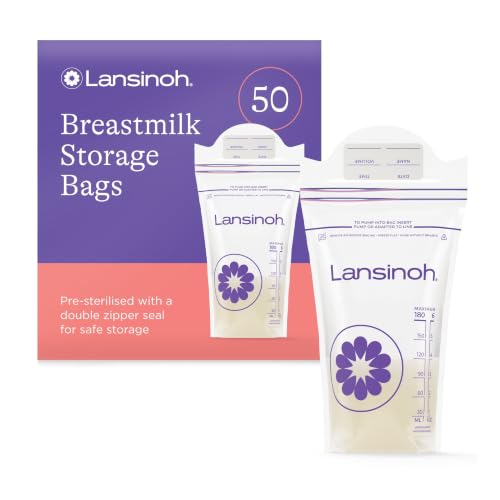 Lansinoh Breast Milk Storage Bags - Pre-Sterilised, Leakproof - 50 Pack