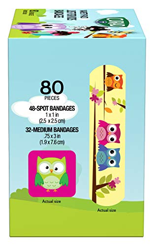 Curad Just For Kids Bandages, 4 Fun Themes, Colorful, All-Purpose Protection Plastic Bandages, 4-Sided Seal, Variety Of Sizes, 80 Count #TOP3