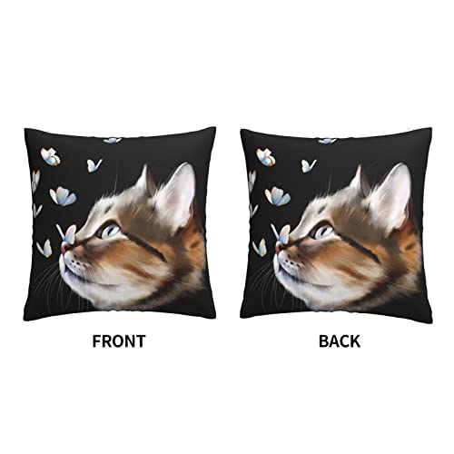 Varun Throw Pillow Covers Cute Cat Kitten With Butterflies Square Pillowcase For Home Decor Sofa Car Bedroom Pillow Case 18X18Inch… #TOP2