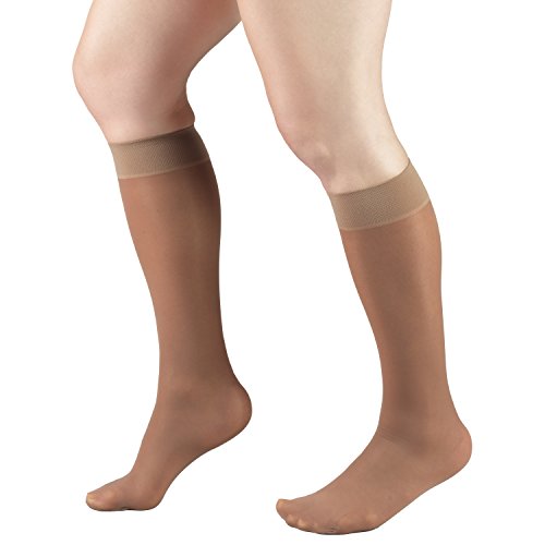 Image of Truform Sheer Compression Stockings, 8-15 mmHg, Women's Knee High Length, 20 Denier