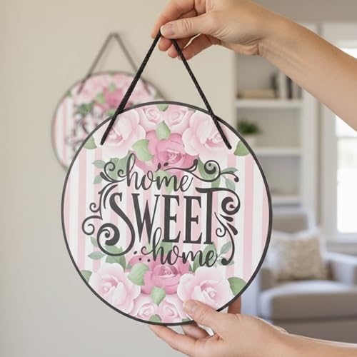Image of EXPLEASIA Home Sweet Home Decorative Wall Hanging Wooden Art Decoration Item For HomeOfficeLiving RoomGift Items (Pink)