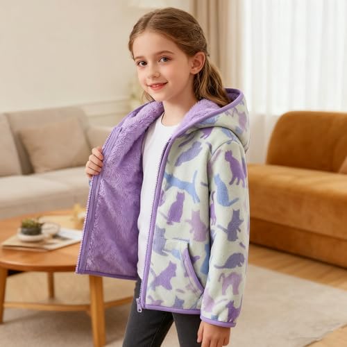 image for Feidoog Toddler Fleece Jacket Baby Boys Girls Hooded Zipper Long Sleev