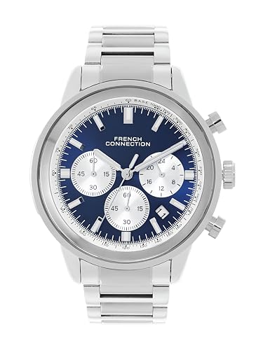 Image of French Connection Sunray Blue Round Dial with IP Stainless Steel Metal Strap Chronograph Watch - for Mens FCN0120USM