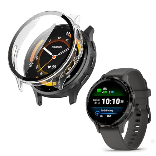 For GARMIN Venu 3S �P�[�X �J�o�[�yCelesaiq�z�ی�K���X�t�B����+PC�t���[�� ��̌^ ���E�ȒP �����x�^�b�` �w��h�~ �ϏՌ� �S�ʕی� GARMIN Venu 3S �J�o�[(�N���A)