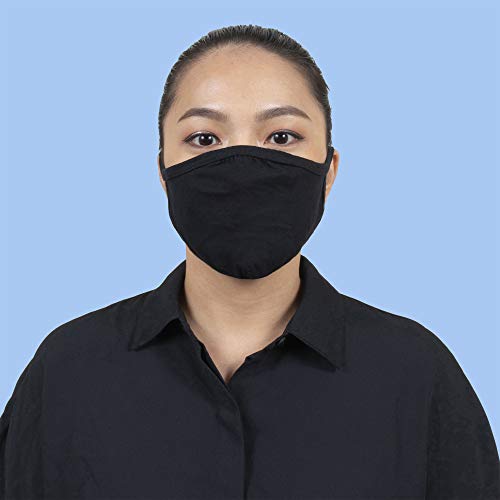 Gildan Adult Reusable Everyday 2-Layer Cotton Face Mask, Black (24 Pack), Adult: 5.75" X 8" (7" Ear Loops) #TOP2