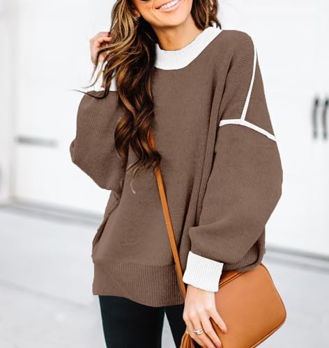 Image of Womens Oversized Sweaters Fall 2026 Fashion Clothes Colorblock Knit Tops